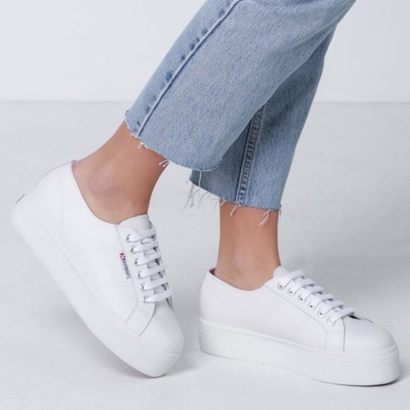 superga white platform shoes